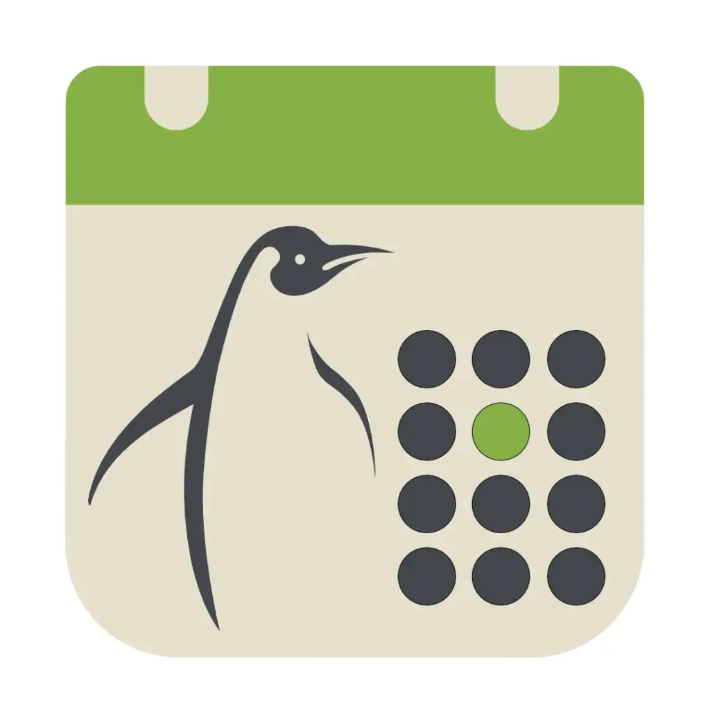 zeigt ein Kalenderblatt mit dem sinnvollFÜHREN Pinguin